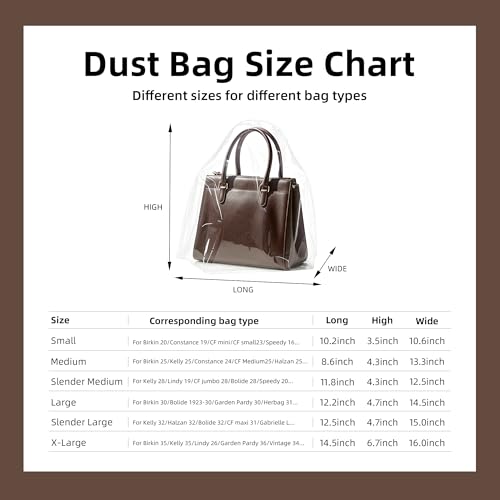 DGAZ Clear Dust Bags for Luxury Handbags | Waterproof Purse Storage Bag,Lightweight Handbag Protector