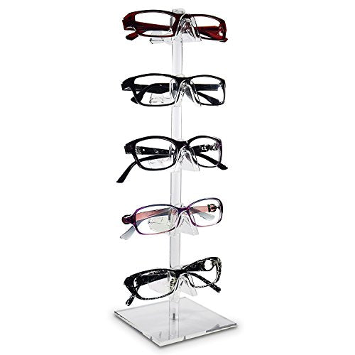 MOOCA 2-Piece Acrylic Eyewear Display Stand, Holds 10 Frames | Eyewear rack with oversized supports displays large sunglasses and eyeglasses for show,store,home and easy assemble.'