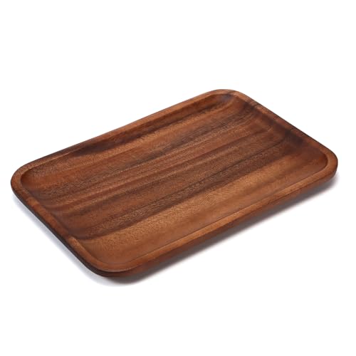 Serving Acacia Wood Valet Tray for Men Women, Catch All Acacia Mens Key Dump Bedside Nightstand Organizer EDC Decorative Wooden Tray for Phone Watch Wallet Keys Jewelry