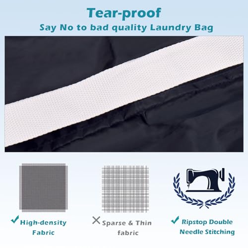 Coomee Heavy Duty Laundry Bag, 2 Pack XL Nylon Laundry Bags with Straps | Extra Large Laundry Bags, Drawstring Closure, Washable Large Dirty Clothes Organizer, Travel Bag Fits a Laundry Hamper
