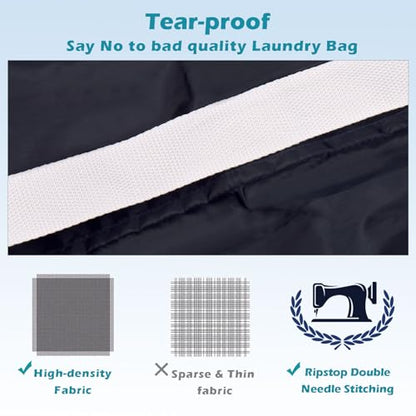 Coomee Heavy Duty Laundry Bag, 2 Pack XL Nylon Laundry Bags with Straps | Extra Large Laundry Bags, Drawstring Closure, Washable Large Dirty Clothes Organizer, Travel Bag Fits a Laundry Hamper