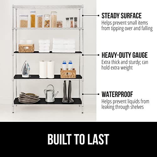 GORILLA GRIP ShelfGuard Wire Shelf Liner Compatible with Amazon Basics Shelving Unit, Set of 4 Waterproof Liners for Organizing Metal Rack Shelves, Kitchen Cabinets, Cupboard, Pantry, 18x48 Black
