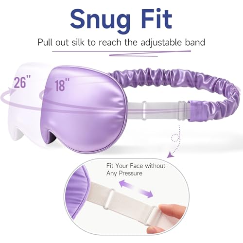 Umisleep Sleep Mask for 100% Mulberry Silk for Women Men, Smooth Breathable | 22 Momme Silk Eye Mask, Adjustable Strap, Blackout Perfectly, Ultra Soft Sleep Masks For Women & Men, Travel Blindfold,Purple