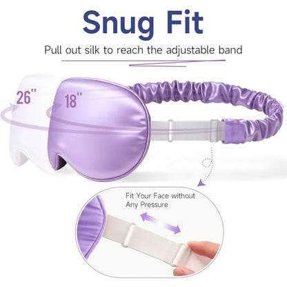 Umisleep Sleep Mask for 100% Mulberry Silk for Women Men, Smooth Breathable | 22 Momme Silk Eye Mask, Adjustable Strap, Blackout Perfectly, Ultra Soft Sleep Masks For Women & Men, Travel Blindfold,Purple