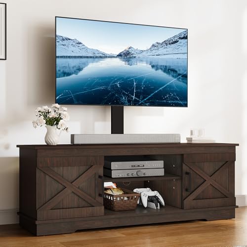 YITAHOME Farmhouse TV Stand with Mount for 70" TVs, Living Room, Espresso | Entertainment Center with Adjustable Mount for 32-70 Inch TVs, for Living Room, Adjustable Shelf, TV Cabinet Media Console