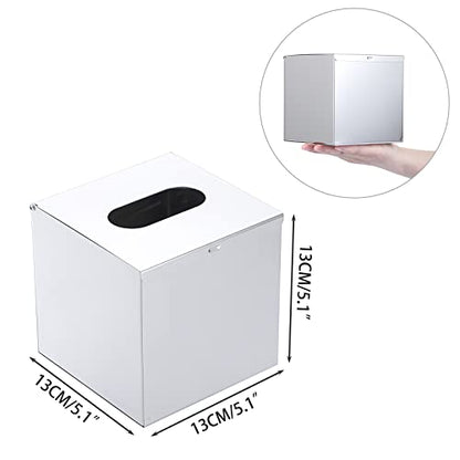 Sumnacon Square Stainless Steel Tissue Box Cover - Wall Mounted Stylish Paper Facial Cover, Modern Metal Tissue Box Holder for Bedroom/Bathroom/Vanity/Countertop/Dresser/Night Stand/Office/Car, Polish