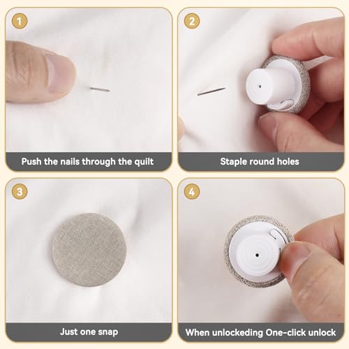 Duvet Clips to Hold Comforter Inside 6Pack, Non-Slip Fasteners to Hold Comforter in Place, Prevent Shifting for Bedding Sheets Quilts Blankets, Double-Sided Soft Fabric Pins (Natural)