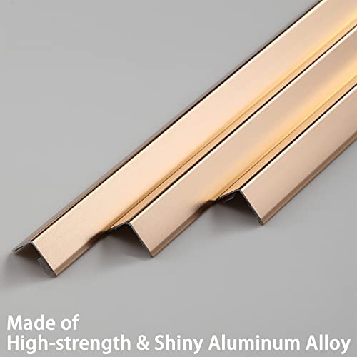 Trimold Matte Gold Aluminum Peel and Stick L Molding Corner Guards with 90° Angle for Wall Door Frame Cabinet Baseboard Protection and Decoration, 35.4in x 0.8in (3Pcs)
