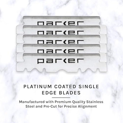 Parker SRRW Rosewood Handle Barber Straight Razor & 5 Blades | Rosewood Handle, Stainless Steel Arm And Clip-Lock Blade Holder Deliver Dependable Balance. Includes 5 Premium Razor Blades.