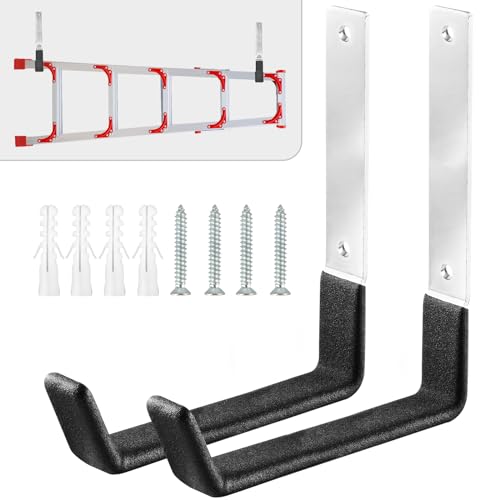 AccEncyc Heavy Duty Garage Hooks, 2Pcs Stainless Steel Wall Mount Hooks, 50lb Weight Capacity, for Garden Hose, Bike, Ladder, Tool Organizer