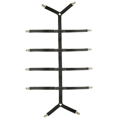 Bed Sheet Straps Adjustable Crisscross Sheet Clips Suspenders to Keep Your Bed Tidy (Black)