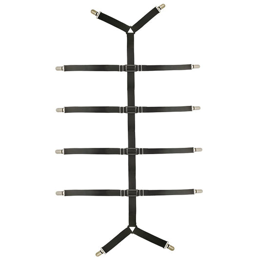 Bed Sheet Straps Adjustable Crisscross Sheet Clips Suspenders to Keep Your Bed Tidy (Black)