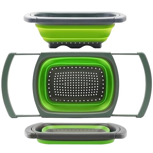 Colander collapsible, Colander Strainer Over The S... (Green | Silicone)