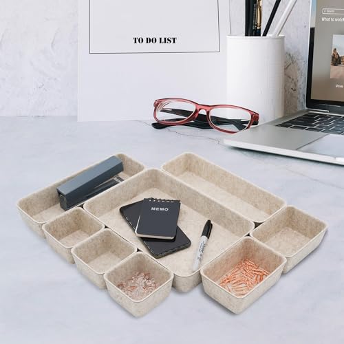 8pc Nordic Minimalist Desk Organizer Tray Beige Oatmeal Storage | Sustainable material soft yet sturdy,multi-purpose storage, sleek minimalist lifestyle
