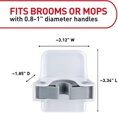Command Broom Grippers, 3 Hangers and 6 Strips, Damage-Free Mop and Broom Holder Wall Mount, Household Cleaning Tool Organizer for Kitchen, Laundry Room, Closet, Holds up to 4 lb (Pack of 3)