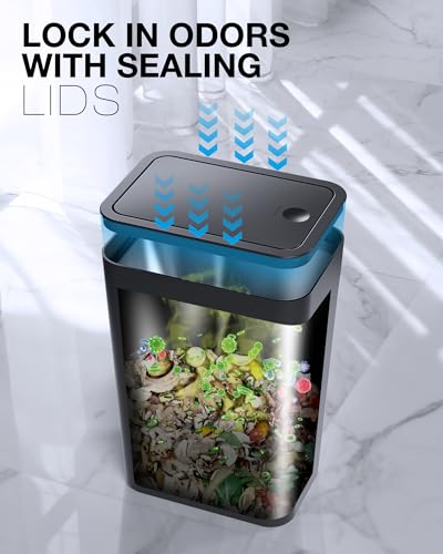ITCPRL Bathroom Trash Can with Lid, 2 Pack 4 Gallons/15 Liters Garbage Can with Pop-Up Lid, Small Plastic Trash Can, Slim Trash Bin Waste Basket for Bathroom, Bedroom, Office, Living Room(Black)