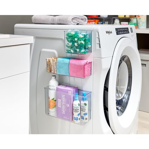 iDesign Magnetic Large Clear Plastic Organizer Bins | Laundry Room Storage