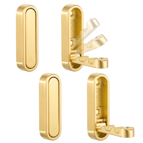 Foldable Wall Hooks, Hold 40lbs, Magnetic Lock Zin... (Gold | zinc alloy)
