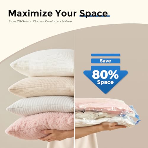 ETENWOLF 20 Combo Vacuum Storage Bags for Travel with Wireless Pump | Vacuum Seal Bags for Clothing Travel, Compression Packing Bags for Clothes and Blankets, Space Saver Bags in Carry-On Sizes