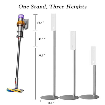 Lasvea Height-Adjustable Vacuum Stand for Dyson V7 V8 V9 V10 V11 V15 Gen5,Stainless Steel Holder with 4 Clips & 9 Accessory Storage,Tool-Free Assembly
