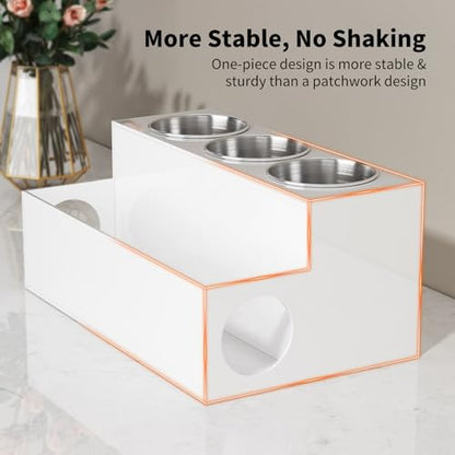 NIUBEE Acrylic Hair Tool Organizer,Hair Dryer Holder Countertop with 3 Cups | White, Hot Tools Organizer, Hair Blow Dryer Organizer for Curling Iron, Brush, Straightener, Makeup,Skincare,Vanity, Bathroom