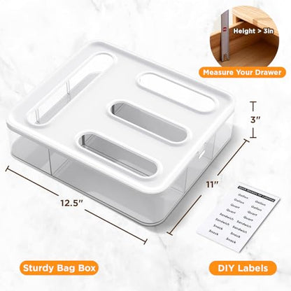 Bag Organizer for Drawer + Fridge, Magnetic Kitche... (Clear)
