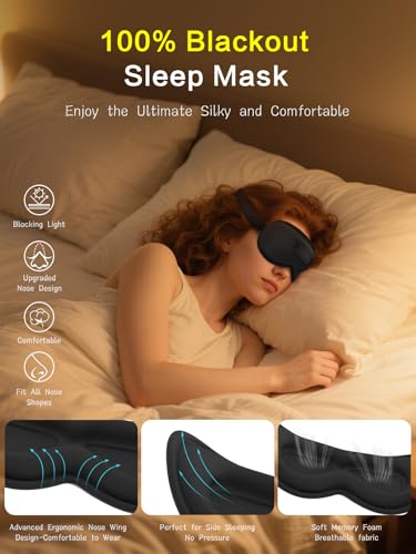 Adjustable Bluetooth Sleep Mask,3D Block Headphones Side Sleeper Travel Nap Black