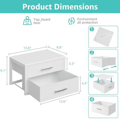 BOLUO Small Closet Organizer Drawers,Underwear and Bra Organizer with Divider for Socks,Fabric College Dorm Storage White