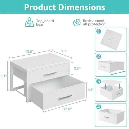 BOLUO Small Closet Organizer Drawers,Underwear and Bra Organizer with Divider for Socks,Fabric College Dorm Storage White