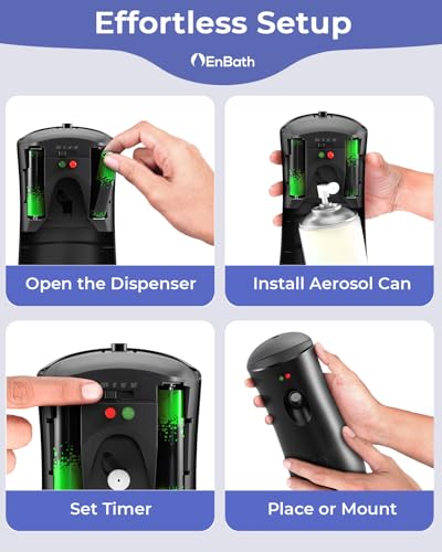 Automatic Air Freshener Spray Dispenser (2-Pack) Black Wall Mounted or Free Standing Battery Operated Sprayer for Home or Commercial Use, 3 Auto Scent Release Time Settings for Room/Bathroom Freshness