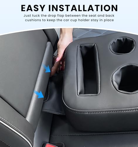 Sinvanho Car Cup Holder, Back Seat Cup Holder for Car Organizer | PU Leather Couch Sofa Bed Cup Holder Expander Tray, Boat Tray, Trucks, Minivans,SUVs,RVs,Vehicles,Holds Drinks,Remote,Snacks