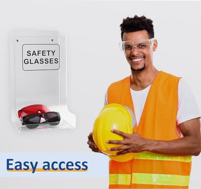 Acrylic Safety Glasses Dispenser, Holder for Industrial, Dental, Lab Setting Clear Stand or Wall Organizer, Visitor Safety Glasses Holder for Disposable Goggle Storage Glove