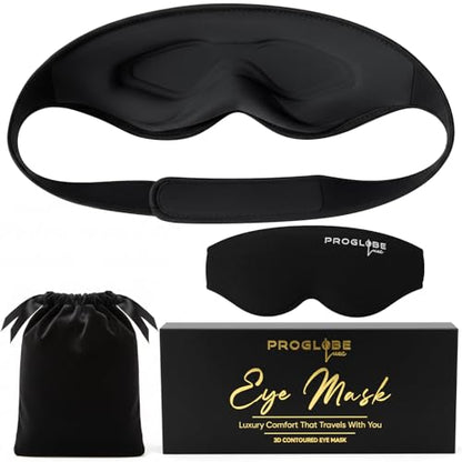 Luxe Luxury Sleep Mask for Back & Side Sleepers, 100% Light Blocking 3D Eye Mask with Zero Pressure Eye Cups, Lash-Friendly, Soft Breathable Night Mask for Travel & Naps, Black