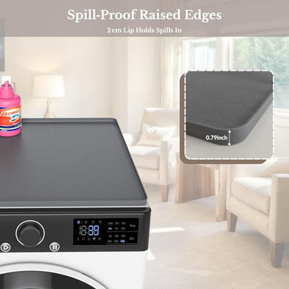 Washer and Dryer Topper Protector, 2 Pcs 27''x 27'' Dark Gray | Silicone Laundry Topper Protector for Washing Machine Countertop Non-Slip Rubber Mat Large Washer and Dryer Cover for the Top