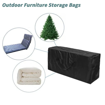 68" Extra Large Waterproof Outdoor Cushion Storage Bag – Heavy Duty Patio Furniture Cover with Zipper,Handles for Pool Decor,Christmas Tree Storage & Moving (173x76x51cm) (Black)