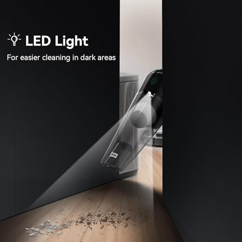 Minthouz Cordless Handheld Vacuum, 9700Pa Suction, LED Light, Charging Base | Strong Suction Car Vacuum Cleaner, Multi-Function Accessories, High-Efficiency Filter, for Home, Car, Pet, Office