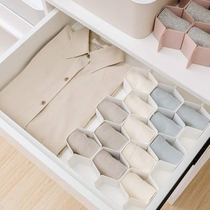 Drawer Divider Organizer 8pcs DIY Plastic Grid Honeycomb Drawer Divider White 2 Pack