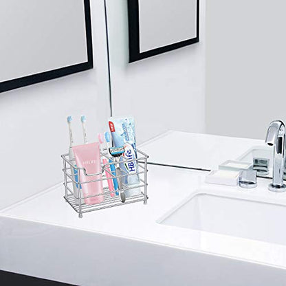 HBlife Large Electric Toothbrush Holder for Bathroom, Silver Stainless Steel Bathroom Accessories Organizer for Small Spaces