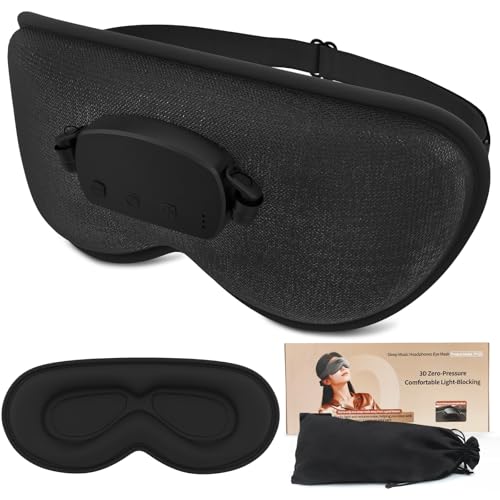 Adjustable Bluetooth Sleep Mask,3D Block Headphones Side Sleeper Travel Nap Black