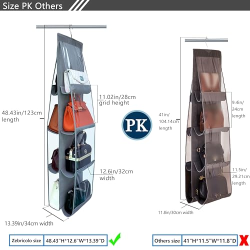 Purse Organizer - 2 Pack, Purse Hanger、 Heavy Duty、Purse Organizer for Closet、Thicken Metal Hooks,Hand Bag Storage Organizer、Purse Organizer, Grey
