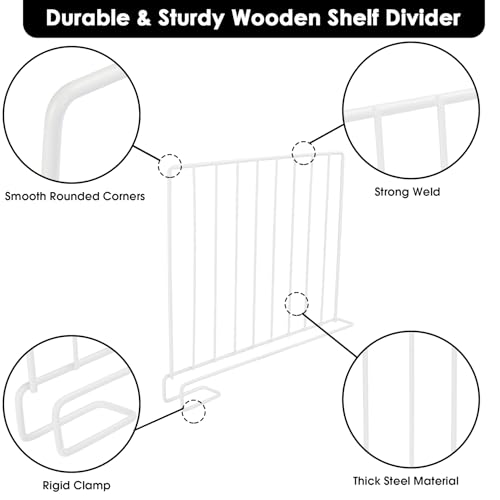 Shelf Dividers, 8 Pack Closet Organizers and Storage, Metal Closet Dividers Shelf Organizer for Wood Shelves, Linen Closet Organization Separators for Purse Handbag Sweater Clothes Wardrobe Cabinet