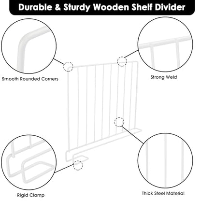 Shelf Dividers, 8 Pack Closet Organizers and Storage, Metal Closet Dividers Shelf Organizer for Wood Shelves, Linen Closet Organization Separators for Purse Handbag Sweater Clothes Wardrobe Cabinet