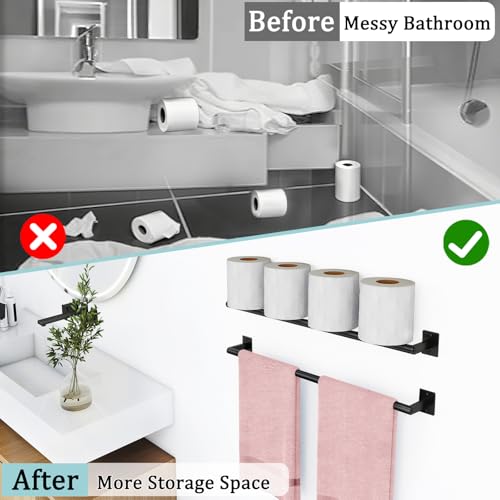 2 Packs 24 Inch Bathroom Towel Bar, Matte Black Towel Racks for Bathroom, JIAPAIDUO Bathroom Towel Rack Wall Mounted, Bath Hand Towel Holder Organizer, Modern Home Decor Towel Rod