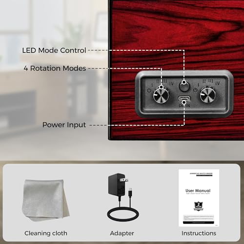 ANWBROAD Watch Winders For Automatic Watches, Watch Turner For Automatic | Automatic Watch Winder Box With Led Light,4 Watch Winder,4 Watch Rotator And Super Quiet Motor And 4 Rotation Mode,UJWW011Y