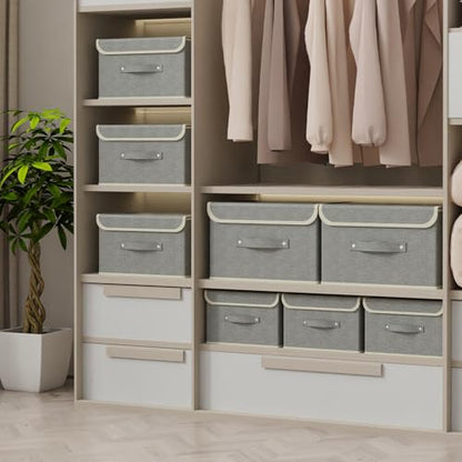 Foldable Fabric Storage Cubes with Lids,Grey 15x9.8x9.8in,1 Pack | Storage Bins with Handles,PP Panel Closet Organizers,Washable Boxes,Collapsible Fabric Container for Underwear and Socks