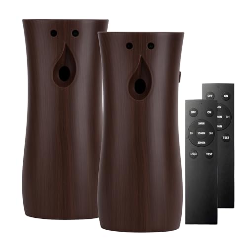 (2-pack) Automatic Air Freshener Spray Dispenser, Wall Mounted or Freestanding Sprayer Holder, Multiple Time Settings, Use in Commercial and Home (Wood, 1121)