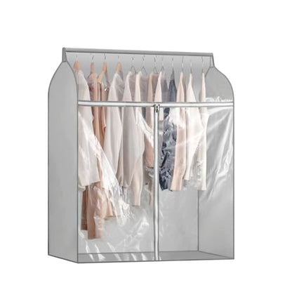 Garment Bags for Hanging Clothes Storage Closet Garment Rack Cover Dust Proof Coat Protector for Suits Jackets with Large Clear Window (Grey)