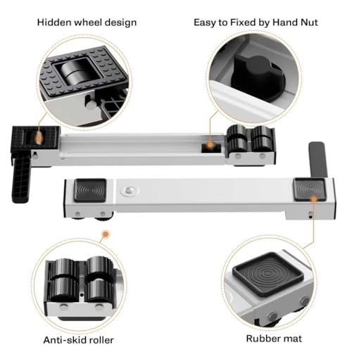 Appliance Rollers Heavy Duty,Newest Extendable Appliance Sliders,Liftable Washing Machine Base,Easily Move Washer and Dryer Machines,Refrigerators,Furniture-White