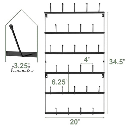 Sorbus Mug Rack for Wall - Large Rustic Coffee Mug Holder Wall Mount with 27 Hooks, Coffee Cup Display Rack, 6-Tier Metal Mug Organizer for Home, Kitchen & Bar, Coffee Station, Dining Room