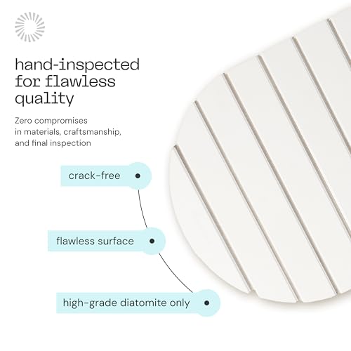 Deepstone Foldable Stone Bath Mat – Large Diatomaceous Earth Mat, Quick Dry with Non-Slip Base, Water Absorbing Bathroom and Shower Stone Mat, Easy to Clean (24” x 15”), White